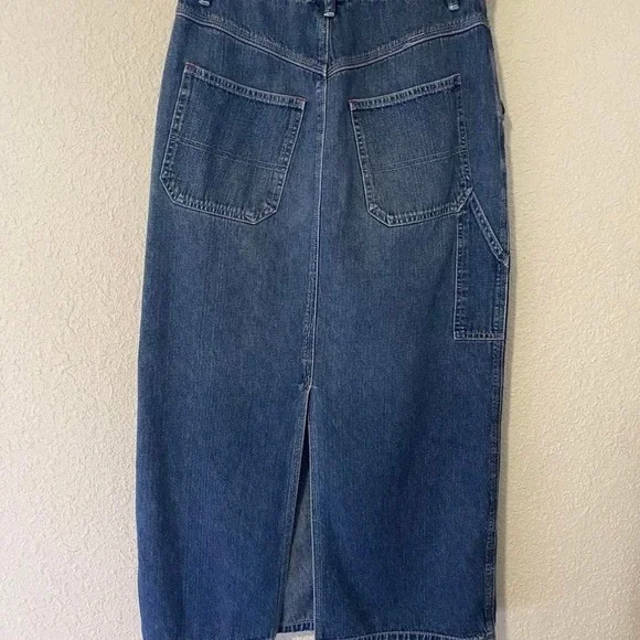 NY Jeans Blue Denim Skirt Maxi‎ skirt With Slit Western Boho Country Street - Picture 2 of 6